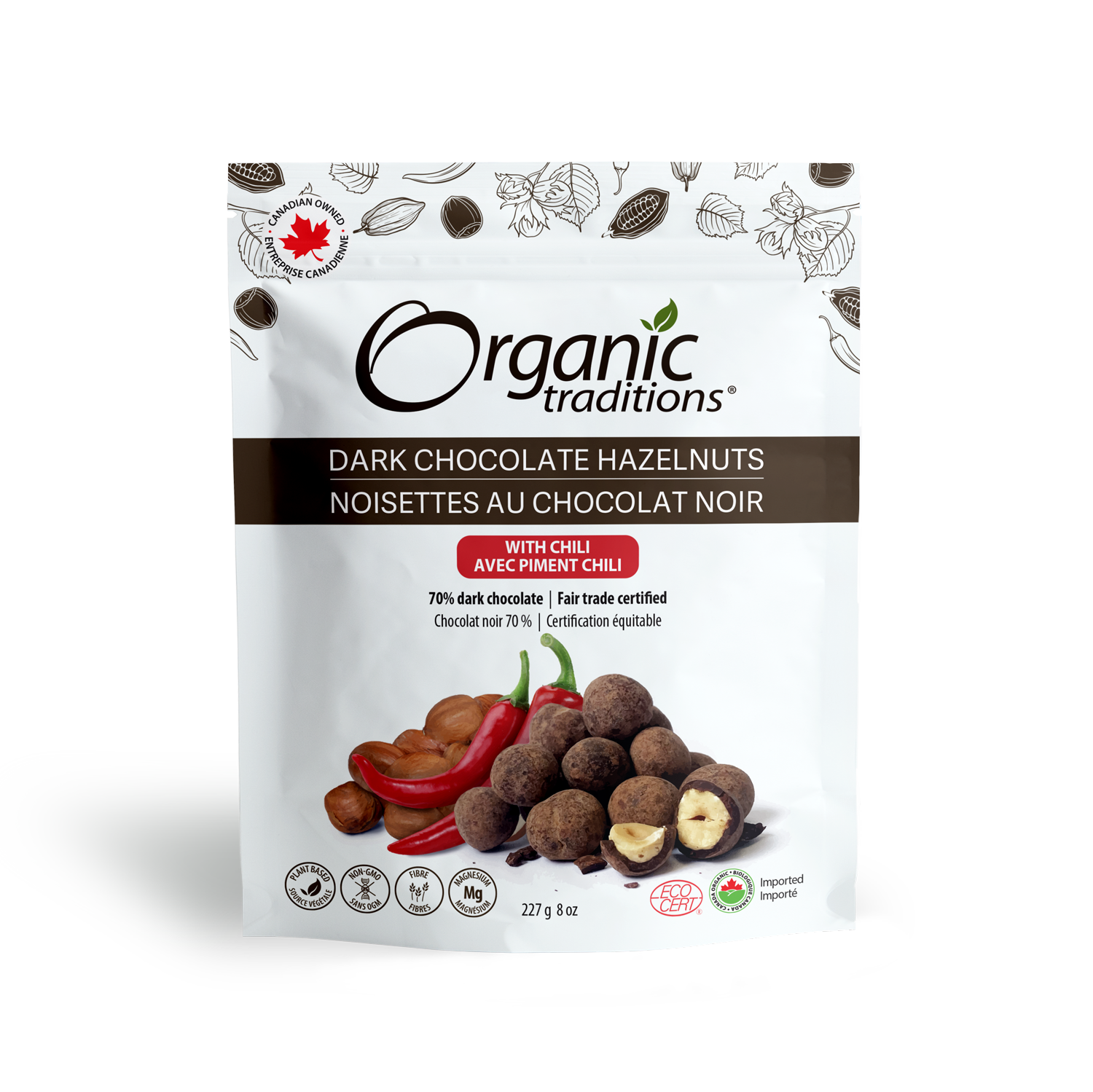 Organic Dark Chocolate Covered Hazelnuts with Chili