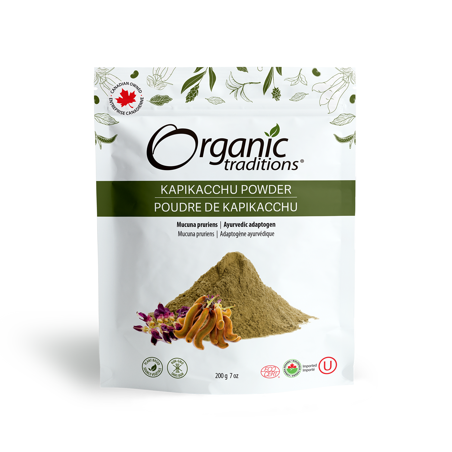 organic traditions kapikacchu powder front of bag image