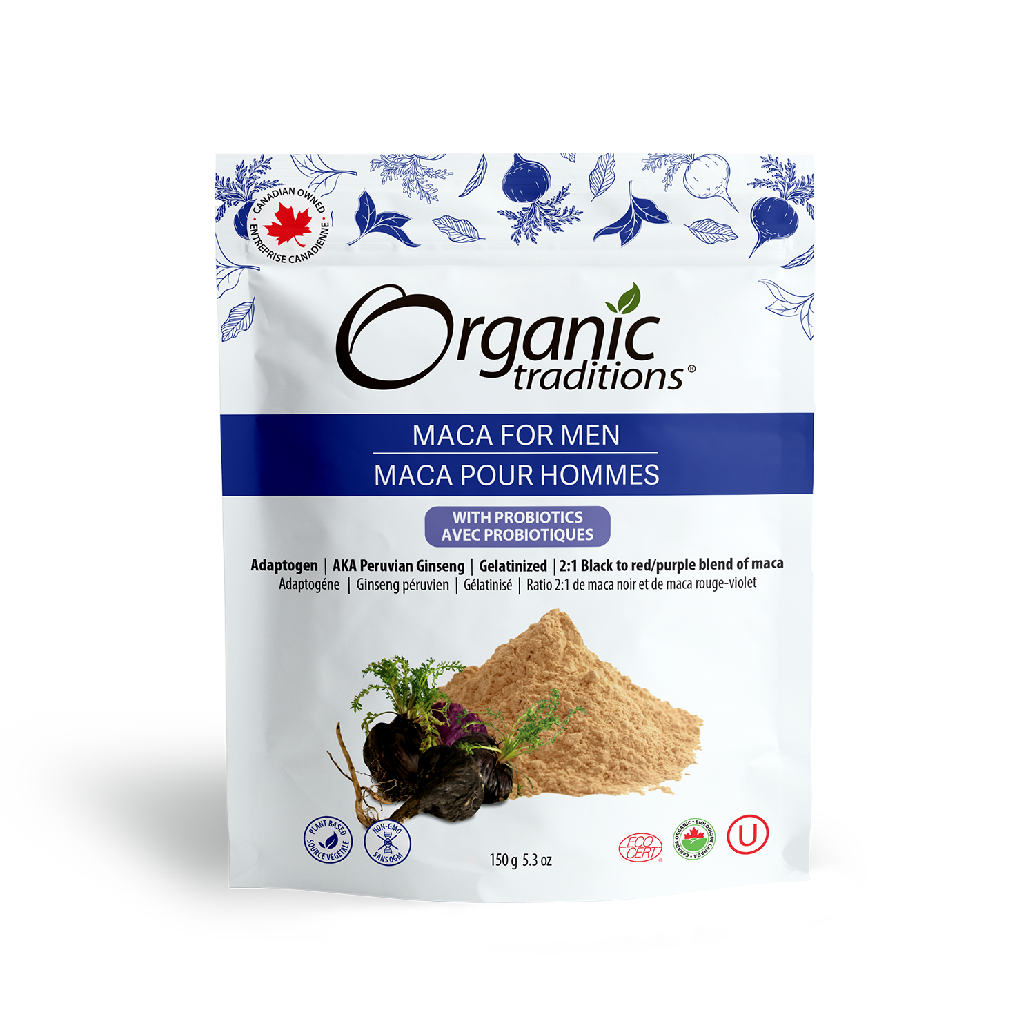 organic traditions maca for men with probiotics front of bag image