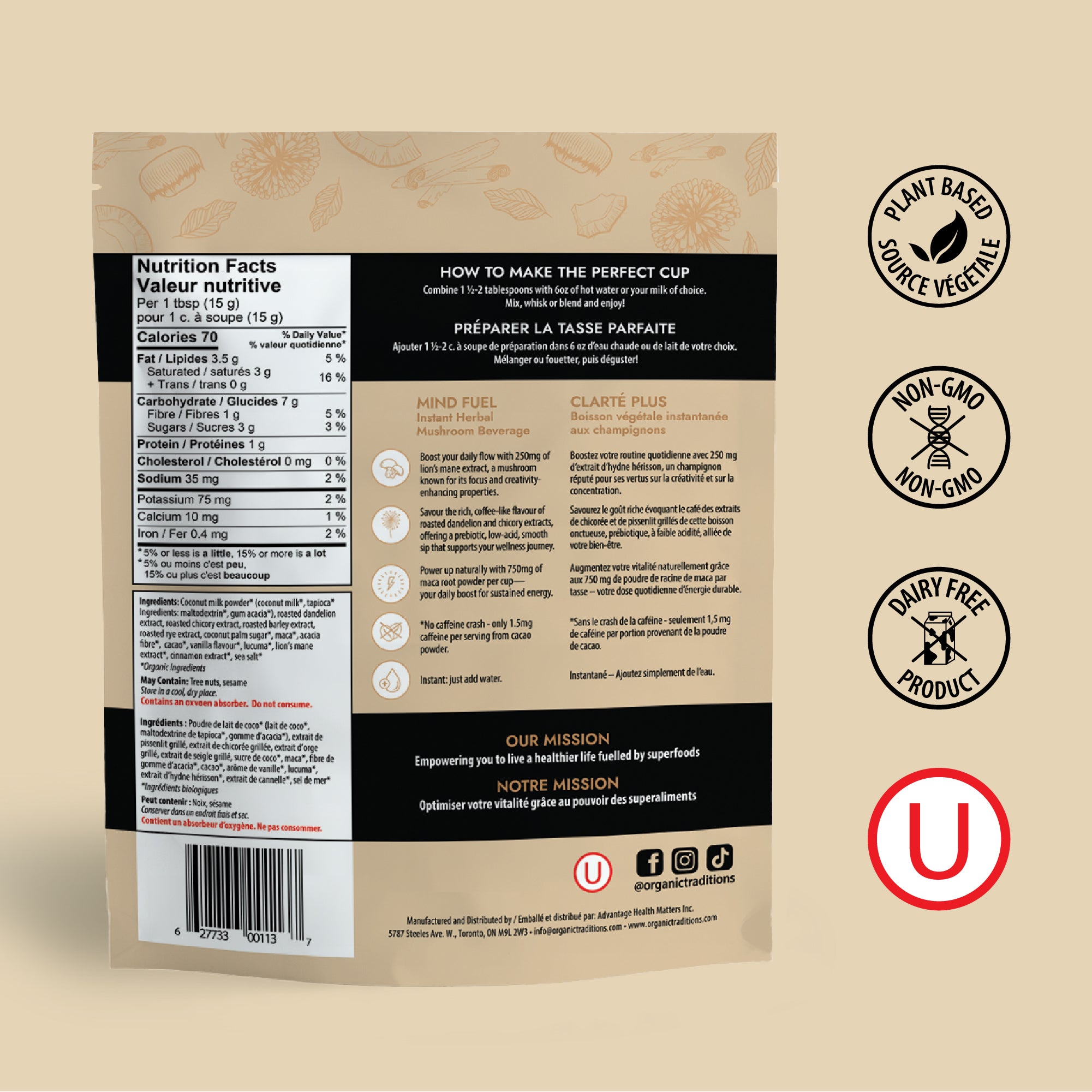 Alternative au café aux champignons sans caféine Mind Fuel